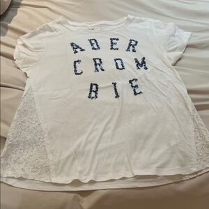 Abercrombie & Fitch White Tee with Blue Lettering